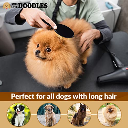 Pin Brush For Dogs, Pet Grooming Detangler Pin Dog Brush, Dog Brush For Shedding and Removing Loose Fur, Wood with Gold Plated Pins for Long Hair Pets