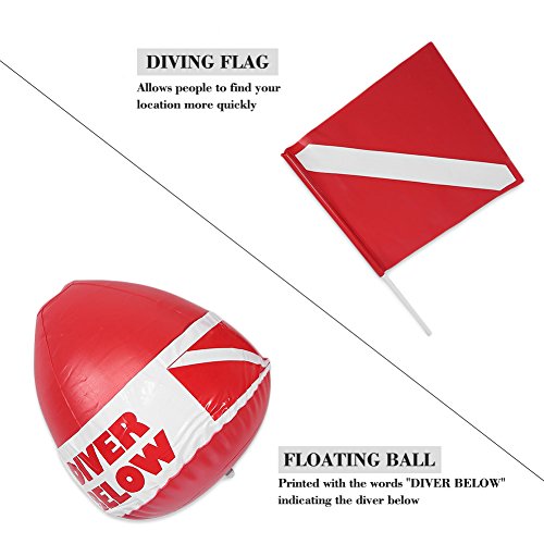 Inflatable Safety Float Scuba Diving Surface Marker Signal Float With Dive Flag 78LBS Maximum Buoyancy For Spearfishing Swimming