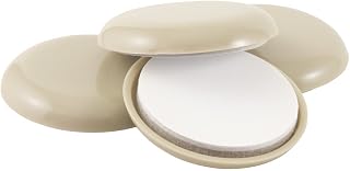 Super Sliders 2 1/4" Round Self-Stick Furniture Sliders or Movers for Carpet to Protect Flooring and Move Effortlessly, Beige (4 Pack),Tan