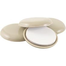 Super Sliders 2-3/4" Self-Stick Round Furniture Sliders for Carpet, Anti-Slip Adhesive Furniture Moving Pads for Beds, Sofas, Dressers, Set of 4, Biege