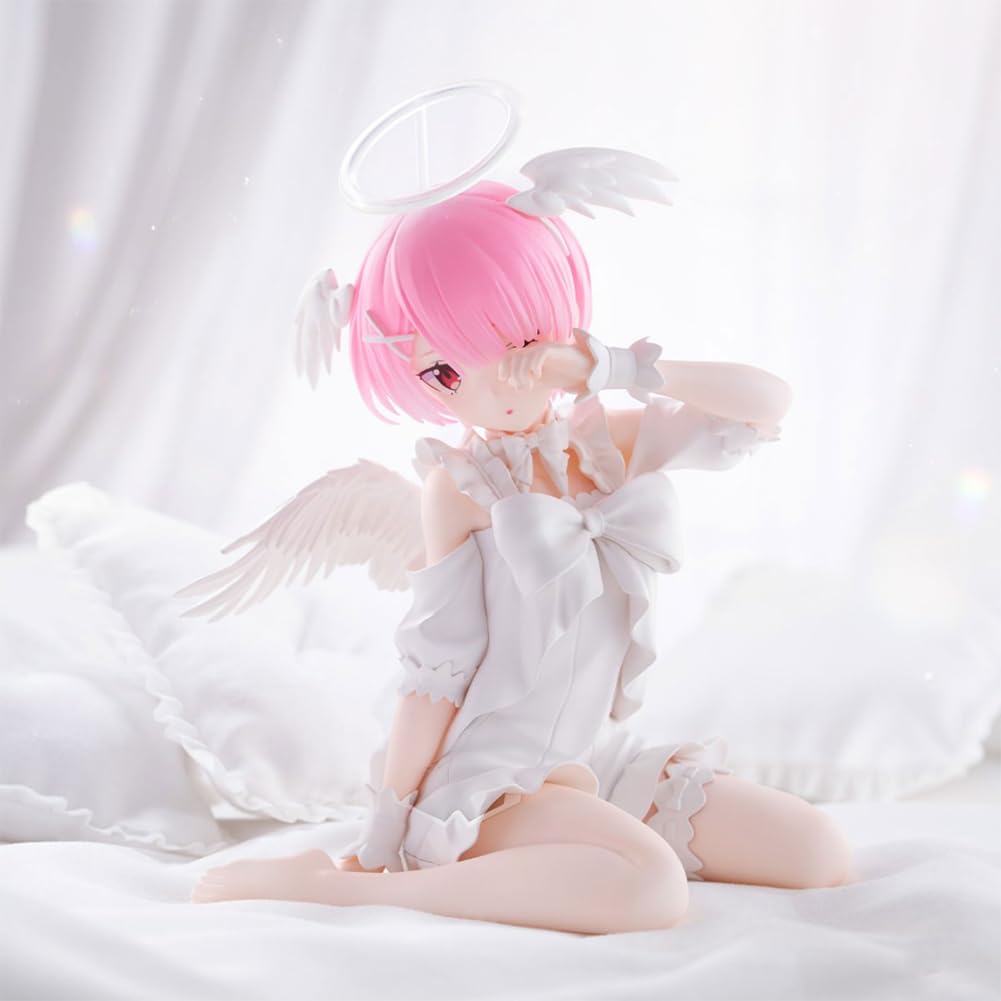 Anime Re:0 Figur Rem Statue, 13 cm Engel Uniform Rem Actionfigur sitzende Pose Modell PVC Cartoon Figur Sammlerstück Desktop Dekoration