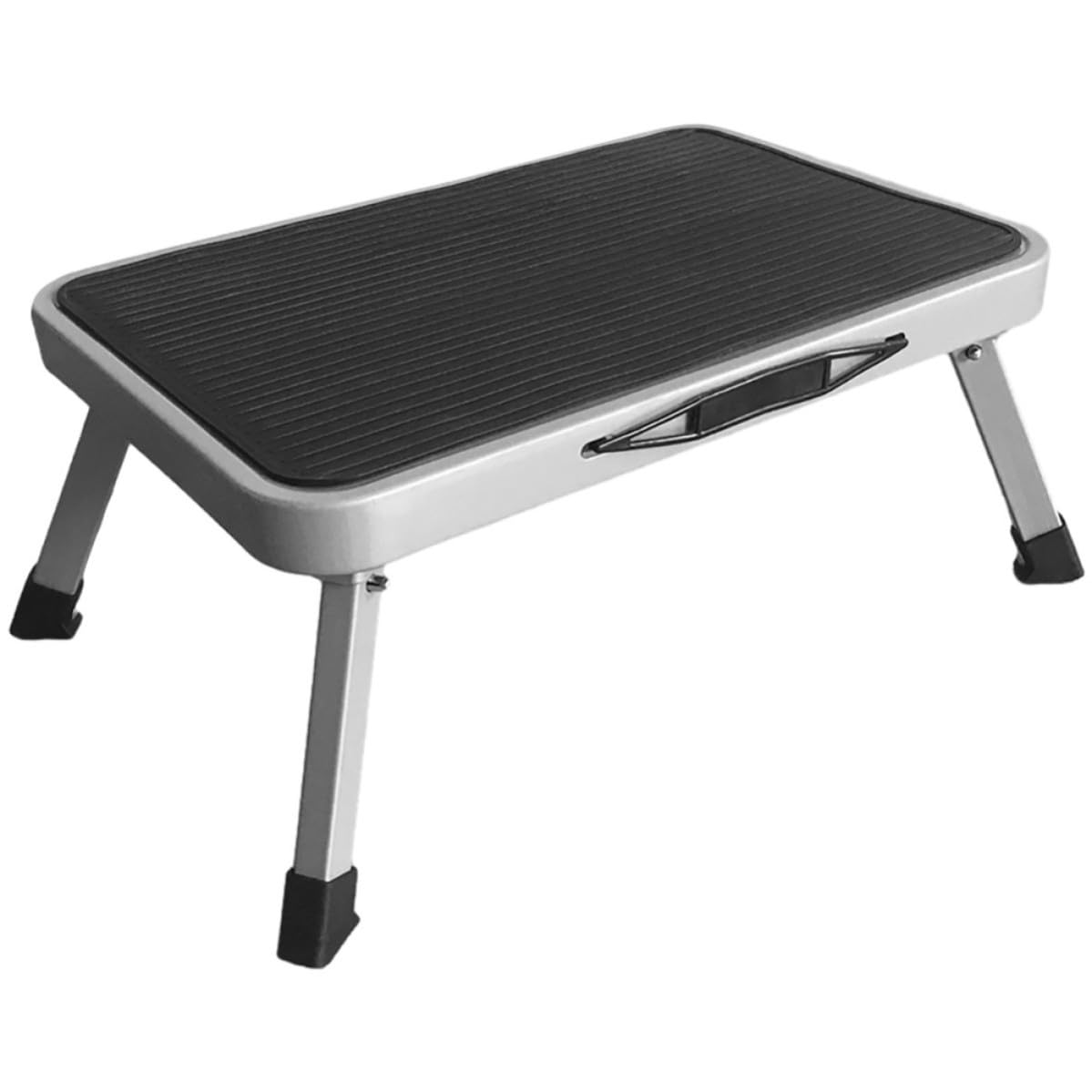 FOMIYES Taburete de Escalera Plegable de Metal Negro Resistente al Óxido Superficie Antideslizante y Diseño Portátil Adecuado para Uso en Interiores y Exteriores