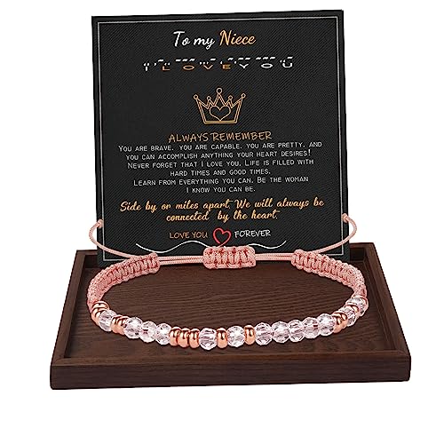 Btysun Morse Code Bracelets for Women Christmas Gift Stocking Stuffers for Teens Pink Braided Bracelets Inspirational Best Friend Birthday Gifts for Her High School Graduation Gifts for Her 2025 Mom Bracelet Jewelry