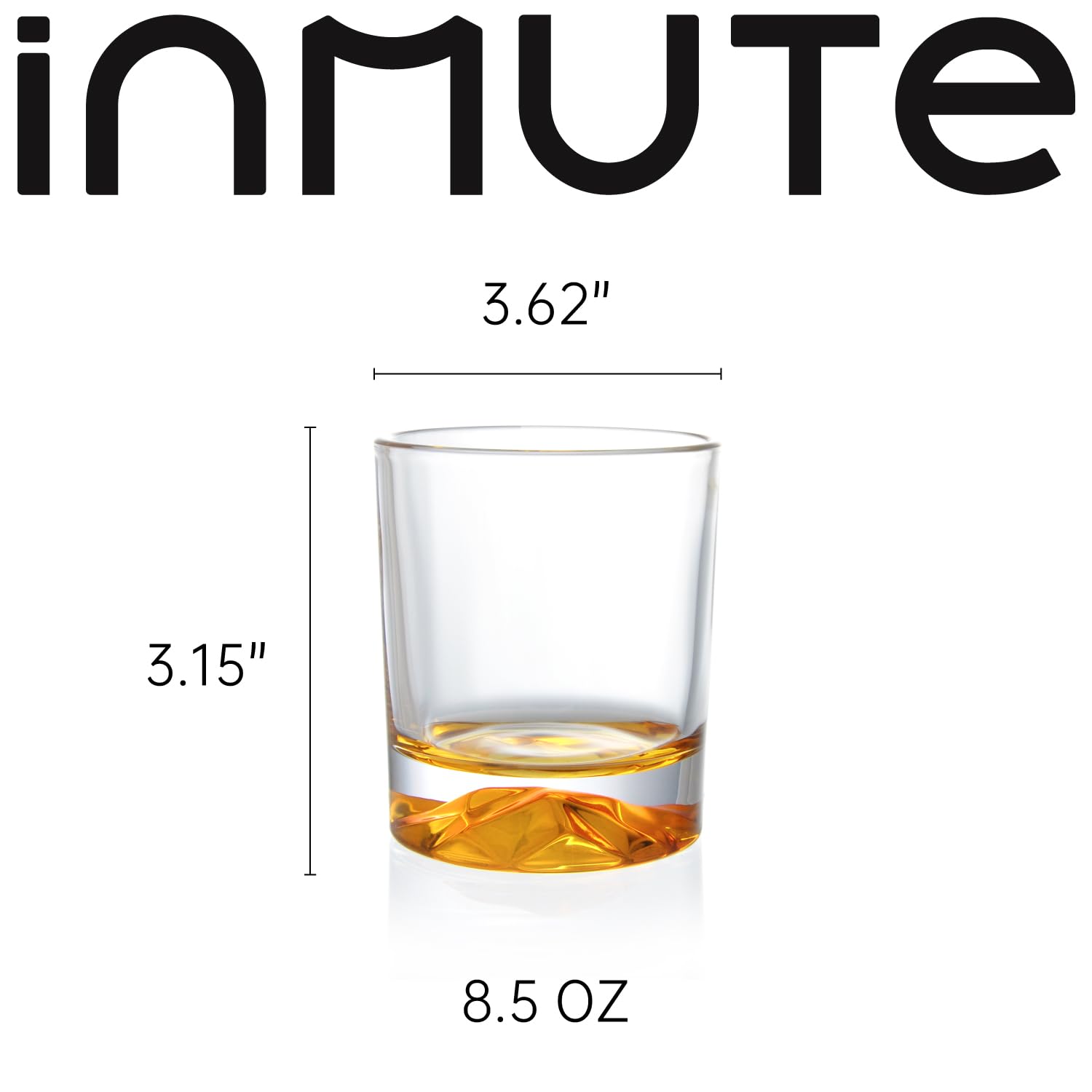 inmute Mesa - Vasos dobles antiguos para bar en casa, juego de 4 vasos de 8.5 onzas con base de montaña de colores, juego de 4, vasos de rocas y vasos de whisky para bourbon, escocés