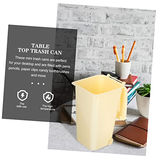 Pequeña papelera rectangular blanca de plástico para escritorio miniatura 5
