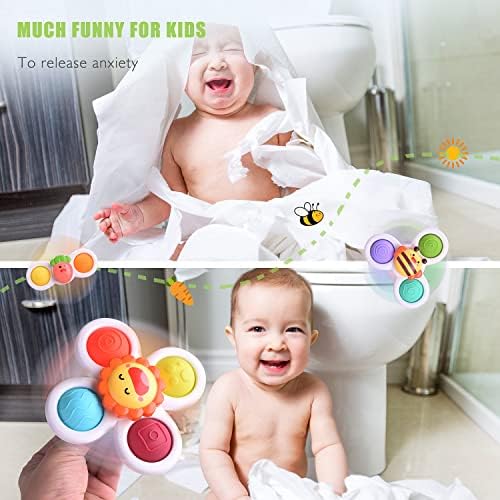 Suction Cup Fidget Spinner Toys, 3 Pcs Sensory Bath Toys for Toddlers Kids 12-18 Months Birthday Baby Gifts, Sensory Toys for Toddlers 1-3 Years Old Boys Girls