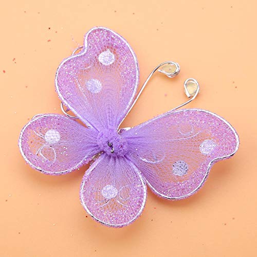 24Pcs Christmas Butterfly Ornaments Mesh Wire Glitter Butterfly Wedding Party Clothing Wall Tree Decoration Diy Supplies(Purple) #TOP4