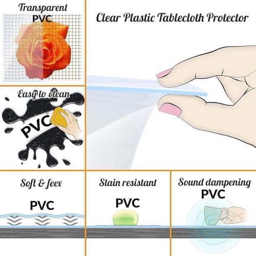 Nappe de table en vinyle transparent pour protéger les repas de famille - 7
