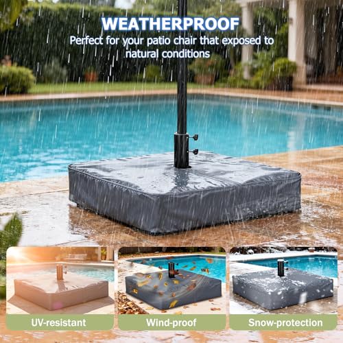 Rileytee Patio Umbrella Base Cover,Outdoor Heavy Duty 600D Waterproof Anti-UV Square Umbrella Stand Base Covers (30"L x 30"W x 5"H-Grey) by Rileytee - Used condition - Image 6