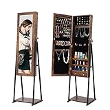 Jewelry Armoire Standing Jewelry Storage Mirror Cabinet with Shelf, Lockable Spacious Jewelry...
