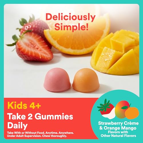 SmartyPants Kids Bone Support 4-in-1 Gummies with Calcium, Vitamin D3, K2 & Phosphorus for Growing Bones, Strawberry Mango, 60 Count (30 Day Supply) - image 7