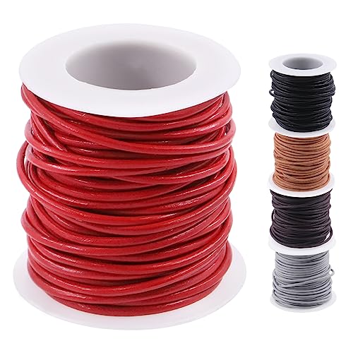 Swpeet 1 Roll 2mm x 11Yard Red Leather Rope, Crafts