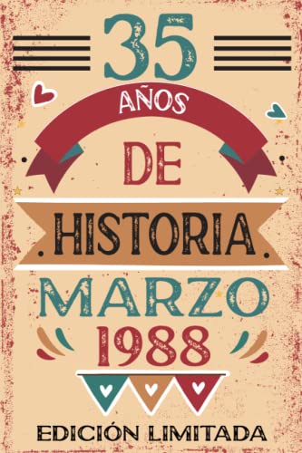 35 Años De Historia Marzo 1988: Libro de visitas, cuaderno, 110 páginas de felicitaciones, idea de regalo, regalo Para la esposa, novia, mujer, La madre