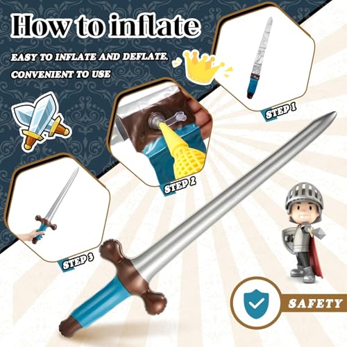 Fonyiunce 10 Stück Aufblasbare Schwerter, 60 cm Aufblasbare Piratenschwerter, Piratenschwert Spielzeug, Große Kunststoffschwerter Sword, Piratenpartyzubehör, für Kindergeburtstag, Halloween-Kostüm