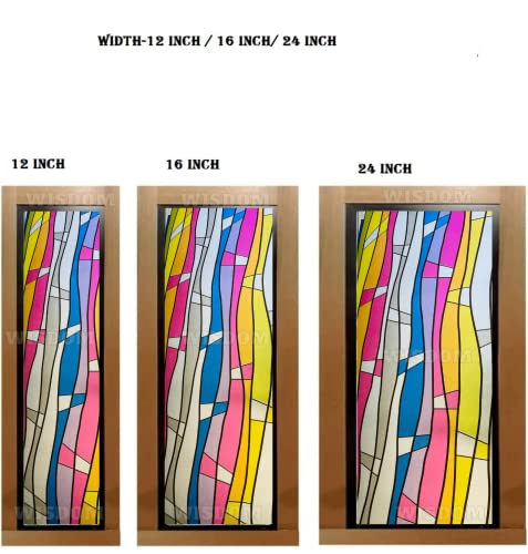 Image of WISDOM Window Privacy Glass Self Adhesive Decorative for Door /Bathroom /Window Heat Control Film (12x84 /Inch, Color Waves Frosted)