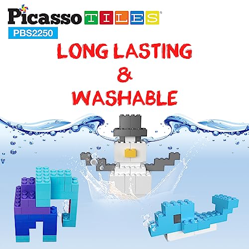 Image of PicassoTiles 2250 Piece Brick Building Blocks STEM Creative Imaginative Color Vibrant Sensory Toy Mix & Match Kit 11 6 Unique Shape Construction Block Playset Kids Boys & Girls Age 3+