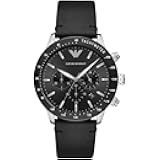 Men's Chronograph Stainless Steel and Black Leather Watch (Model: AR11243)