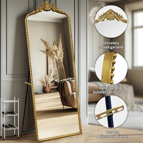 Growsun 65''x22'' Vintage Gold Antique Baroque Full Length Floor Mirror Ornate Full Body Mirror w/Free Standing, Wall-Mounted and Leaning Against The Wall for Dressing Room, Living Room, Bedroom - Image 4