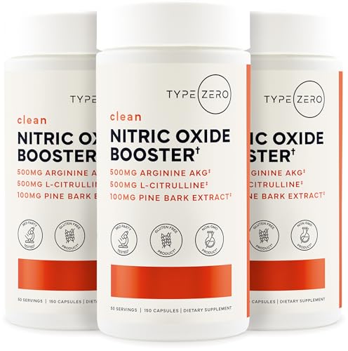 Image of Type Zero Nitric Oxide 6X Booster, 150 Veggie Capsules - Natural Supplement - Beetroot, Arginine AKG, Citrulline, Pine Bark, Garlic & VIT C | Nitrous Oxide