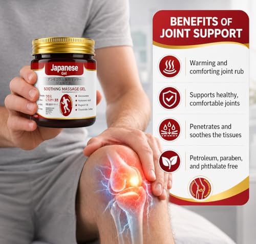 Image of Japanese Formula Soothing Massage Gel for Joint & Muscle Pain Relief - Arnica, Mugwort, Hyaluronic Acid - Back, Neck, Knee & Leg Massage Balm - 100% Herbal Fast Absorption Formula (Gel PPackk of 1)