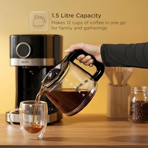 Image of Glen 12 Cup Coffee Maker Machine with Digital Control Knob | 1.5L Large Capacity Drip Coffee Machine | Anti-Drip Function | Keep Warm Feature | Coffee Maker for Home & Office (9053CM)