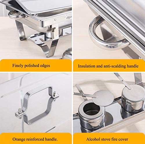 HSBAIS Speisenwärmer Buffetwärmer, Full Size 11 Qt Edelstahl Wärmebehälter Rechteckig Klappboden mit Deckel Chafing Dish… – Bild 3