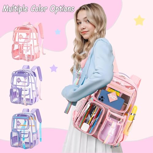 Clear Backpack for Women, Kid Transparent Clear Bookbag Stadium Approved, Girls Clear Backpack Heavy Duty for School4