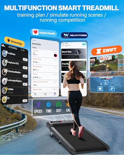 Image of WELLFIT Walking Pad Treadmill with 10% Incline, Under Desk Treadmills for Home Office, Portable Small Walking Pad with Remote Control, 265 lbs Capacity, 2.5HP, Work with KINOMAP Apple Health