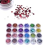 DBOO 24 Colors Holographic Chunky Glitter Hexagon Holographic Irregular Nail Glitter 24 Pots Holographic Nail Sequins Nail Foils Flakes Glitter Resin Accessories