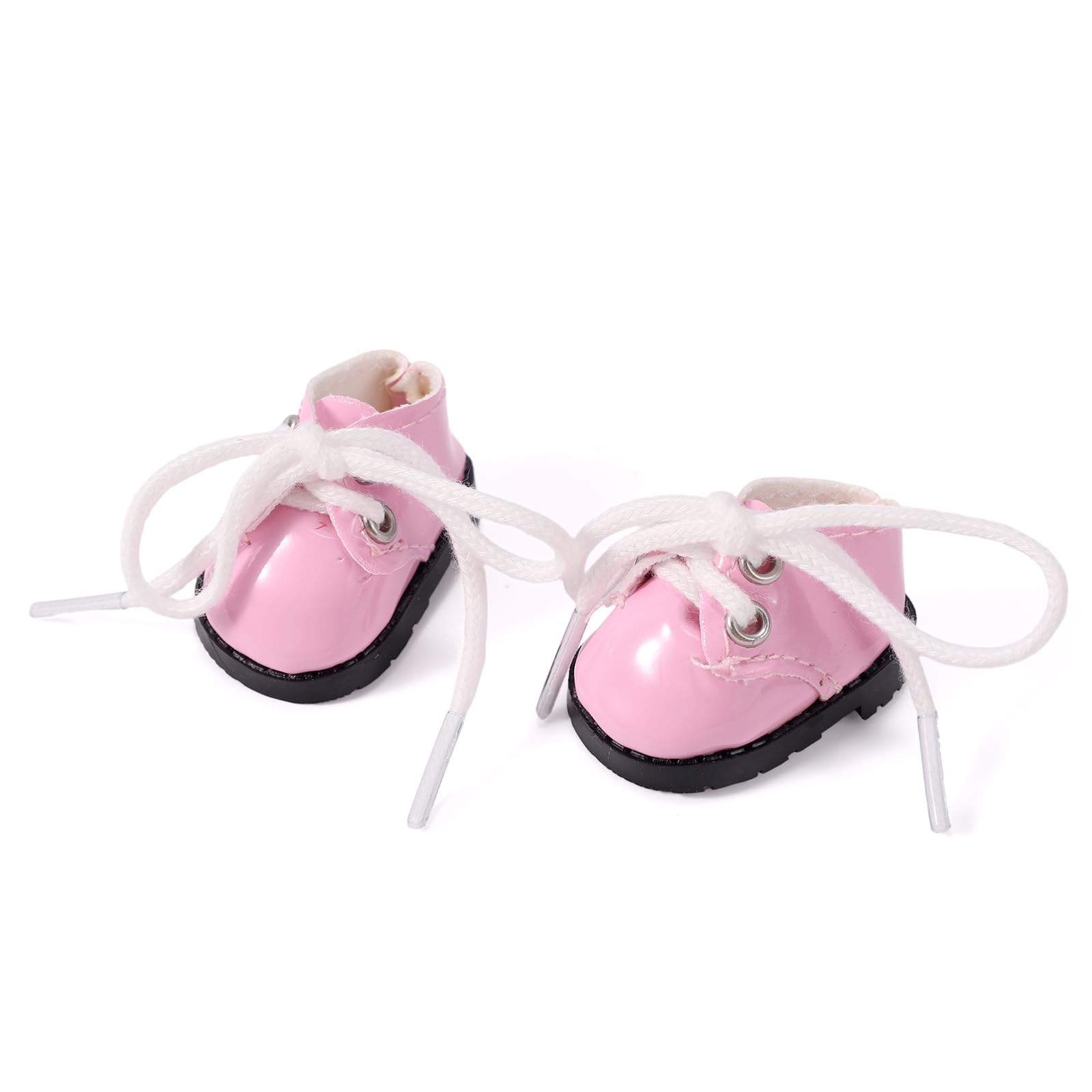 Mini Doll Shoes, 4x2.5cm/1.57x0.98in PU Leather Cute Round Toed Leather Boots Set for Doll Toy Clothing Outfit Accessories & Gifts (Pink)