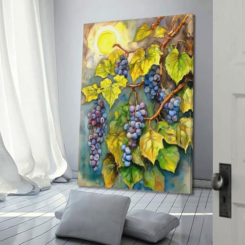 Raisins Sangiovese tableau aquarelle pour salon et cuisine