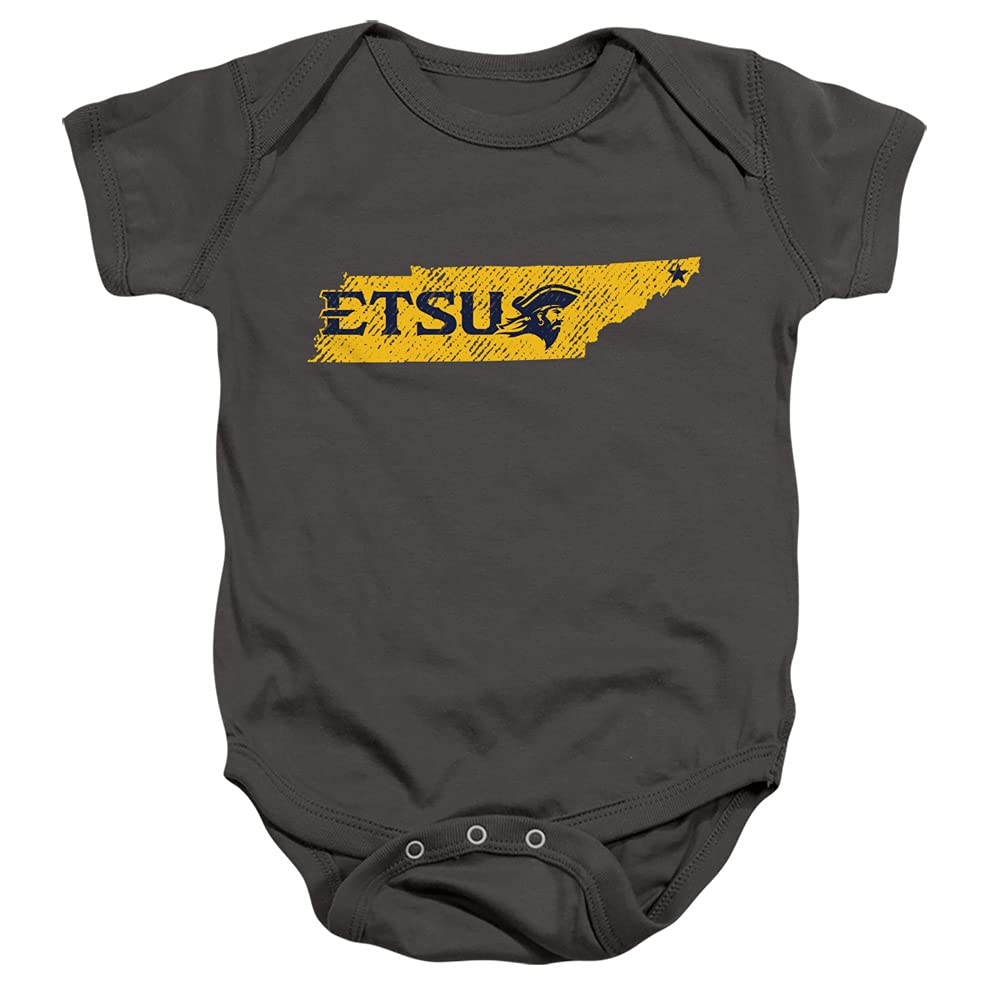 East Tennessee State University Official Shape Unisex Infant Snap Suit for Baby,Charcoal, 24 Months