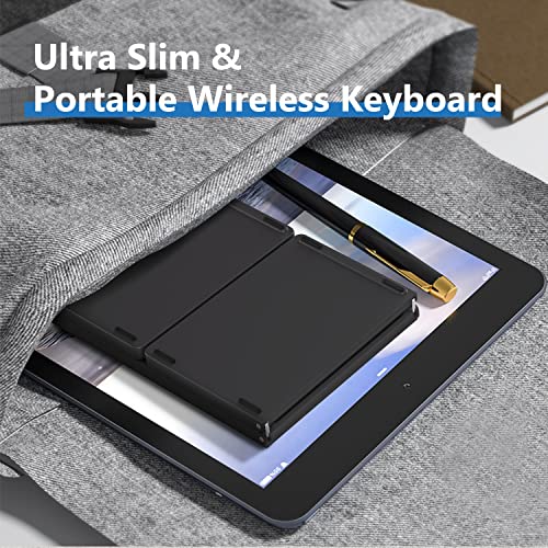 Acoucou Foldable Bluetooth Keyboard With Touchpad Portable Wireless Keyboard (Sync Up To 3 Devices), Rechargeable Ultra Slim Tri-Folding Keyboard For Android Ios Windows Systems - Gray #TOP6