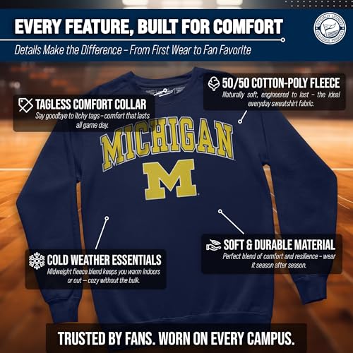 Image of NCAA College Sweatshirt Fleece Crewneck Pullover for Men and Women | Officially licensed NCAA college gameday crewneck pullover - 9 oz fleece lined sweatshirt with arch and logo design