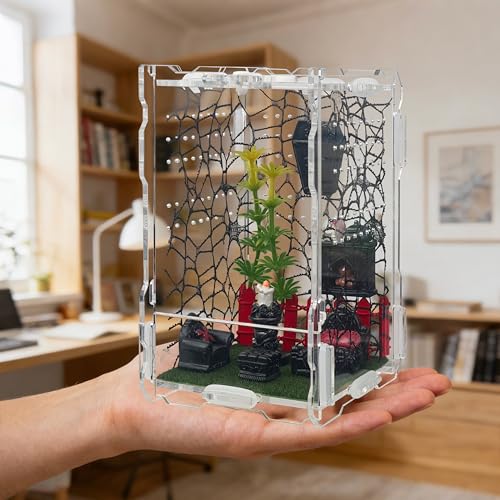 Image of Jumping Spider Enclosure 5.1 inchx3.1 inchx3.1 inch - Magnetic Locking Lid, Front Opening Door, Feeding Port, Easy Assembly Habitat for Tarantula, Mantis, Small Reptiles (Accessories Not Included)