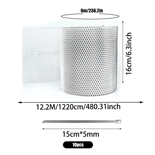 Gutter Guards Aluminum Downpipe Leaf Guard 16 cm × 12.2 m Cut to Size Gutter Mesh Leaf Strainer Easy Installation Grid Cover for Moss Muck - Image 2
