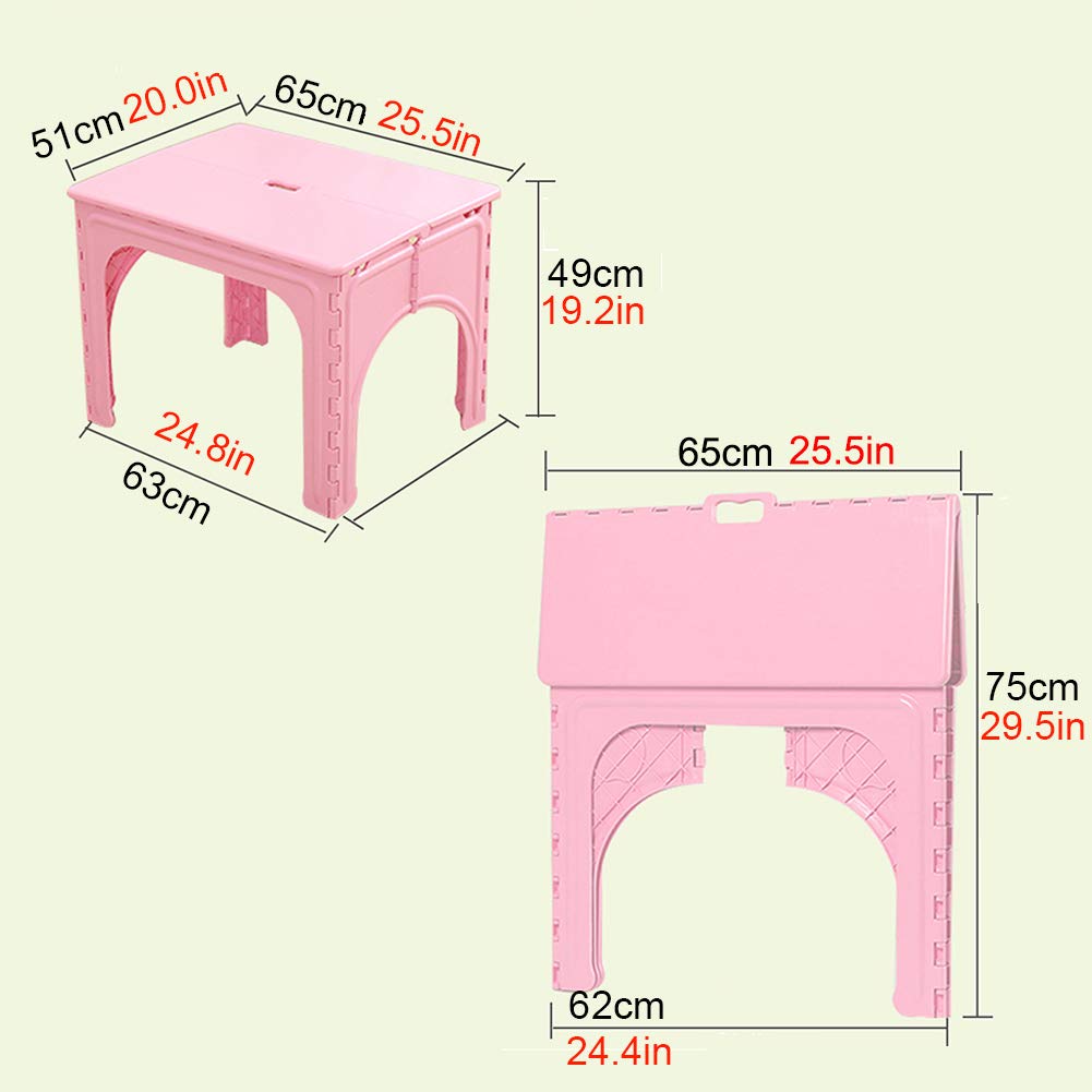 ZH Mesa Plegable Para Infantil Con Silla, Mesa De Actividades De Plástico Portátil Para Niños Pequeños, Mesa De Picnic Jardin Exterior Para Niños Y Niñas
