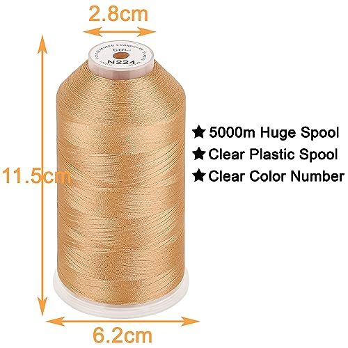 Image of New brothread - Single Huge Spool 5000M Each Polyester Embroidery Machine Thread 40WT for Commercial and Domestic Machines - Bamboo(Janome Color)