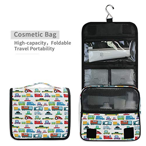 senya Hanging Travel Toiletry Bag Kit Boys Makeup Case Cosmetics Organizer for Men Women (Cartoon Boy Cars)4