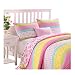 Brandream Twin Full Queen Size Pink Polka Dot Stripe Floral Quilt Set