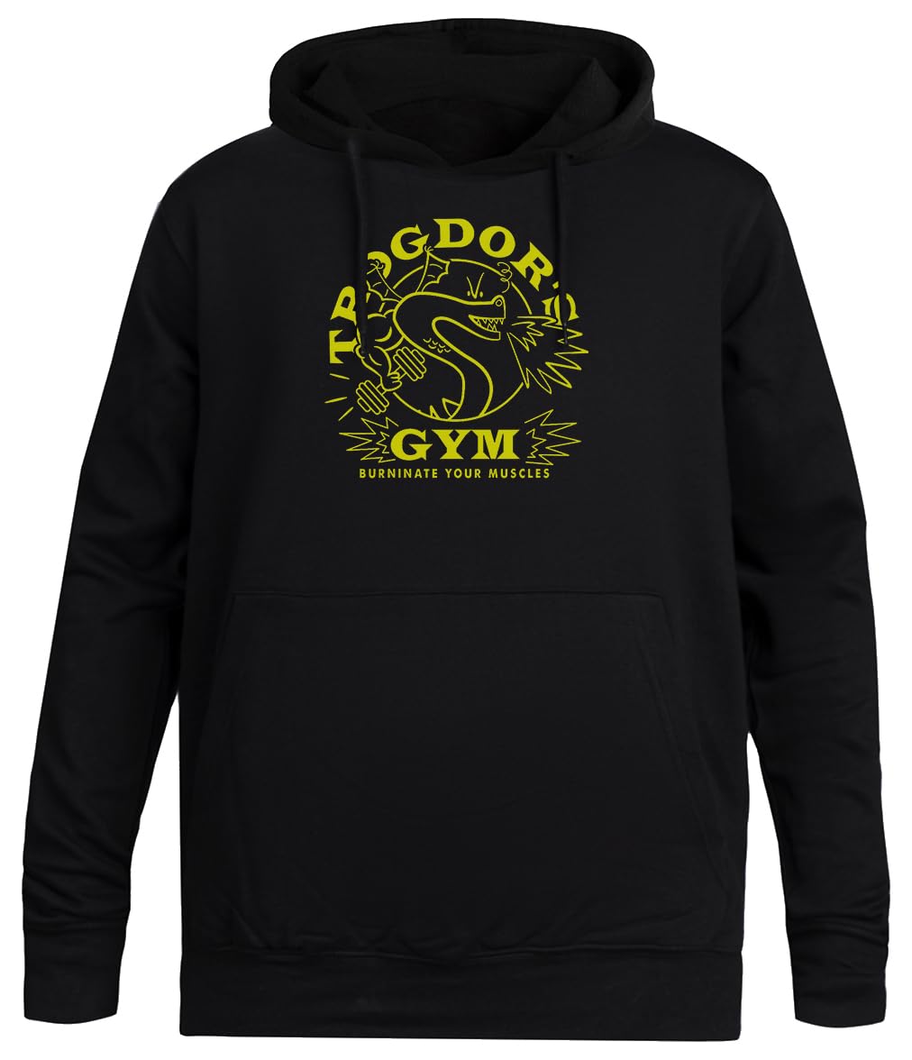 Palestra Trogdors Felpa con Cappuccio Nera Unisex Pullover Senza Genere Unisex Black Hoodie Men Women