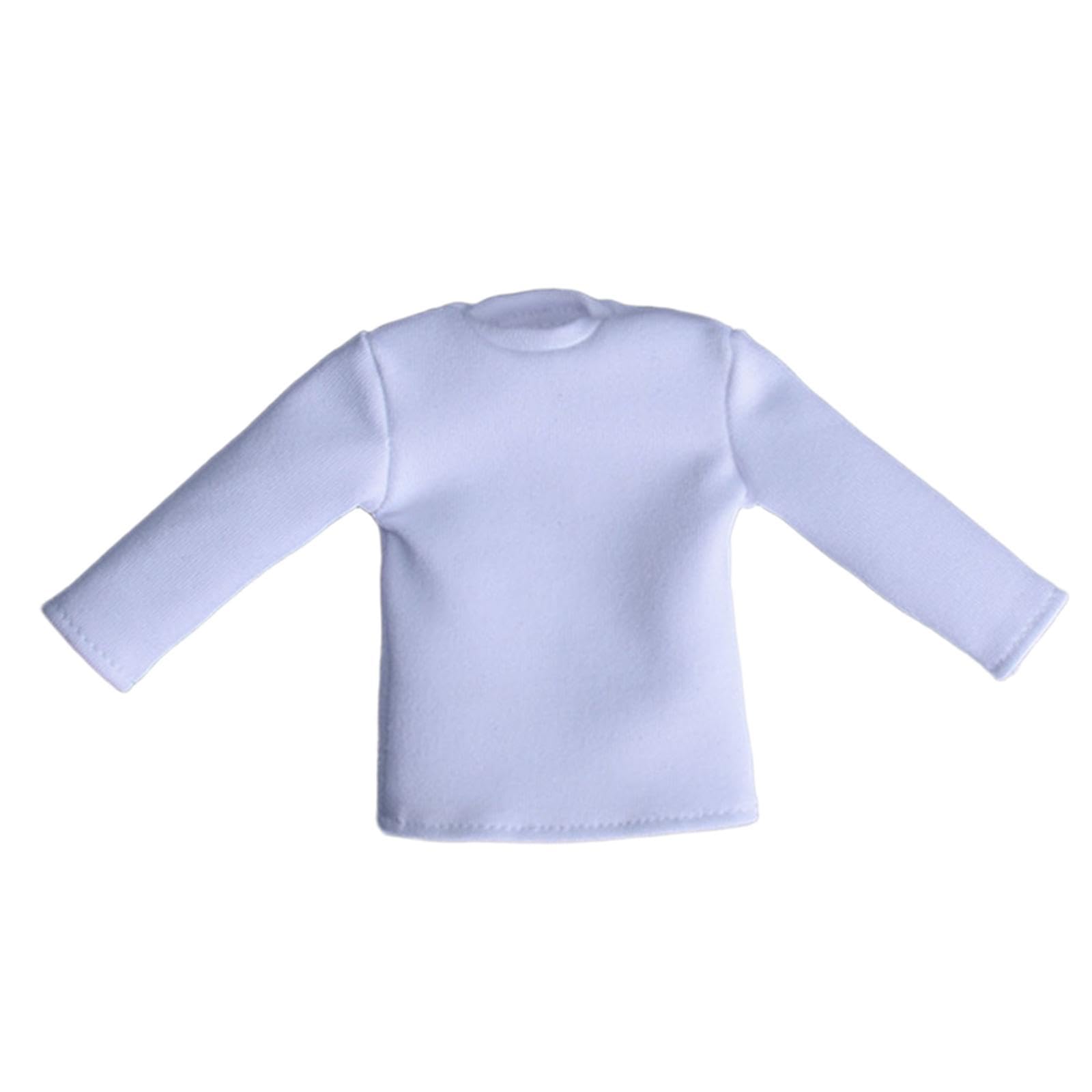 TWTCZOZ Doll Miniature Shirt 1/12 Scale Pullover Top Long Sleeve Outfit Casual for 6 Inch Figures Cloth Material Suitable for Action Figure Collection DIY Dre, white