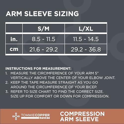 Tommie Copper Arm Compression Sleeve (L/XL, Black), 100% Copper & Zinc Infused Non-Slip Arm Sleeves, Patented Copper Znergy Fabric, Anti-Odor Benefits, Breathable Design4