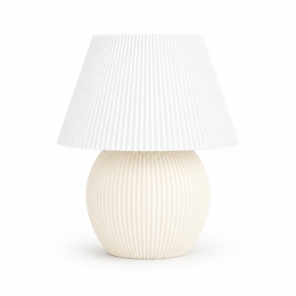 Milo Lamp, Modern Ribbed Table Lamp, Ivory White | Smooth Shade, 3000K Warm White, 3D Printed, Bedroom Living Room Study Desk-image-25