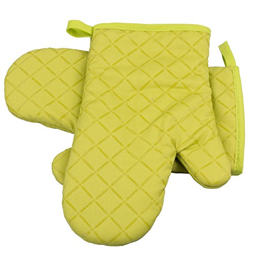 ZeWoo 1 par Guantes Antideslizante al Aire Libre Guantes de Resistente al Calor Agarradores de Cocina Mitones del Horno para Asar, Hornear, Cocinar, Barbacoas (Verd)