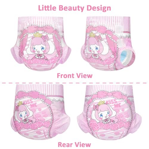Image of Littleforbig Adjustable Hook-and-Loop Fastener Closure Adult Printed Cloth Back Diaper 10 Pieces - Little Beauty (X-Large 48 inch-56 inch)