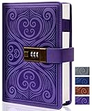 CAGIE Diary with Lock for Women Refillable Mens Locked Journal for Women, 224 Pages Secret Locking Journal for Adults with Zippered Inner Pocket, B6 5.1 inch x 7.4 inch