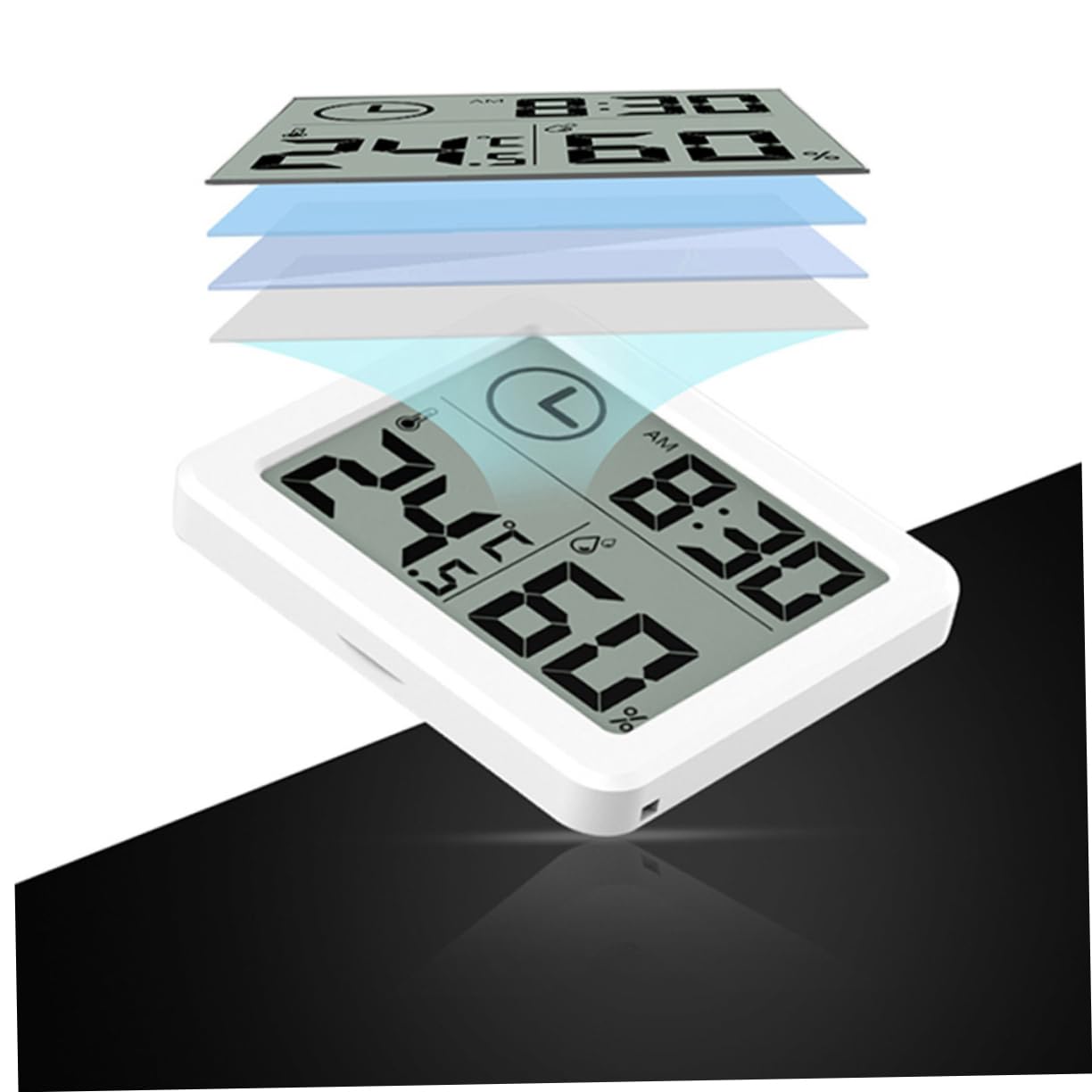 Mipcase 4 Pièces Thermomètre Domestique Thermomètre De Température Pour La Maison Thermomètre à Affichage De L'heure Thermomètres D'intérieur Thermomètre De Bureau Blanche Électronique
