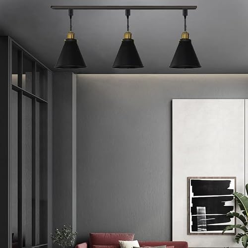Kiven H Type Track Lighting Fixture, 1-Light Halo Track Pendant Light with Iron Chain for Kitchen Home Lighting E26 Socket(Overall Length 23.6")