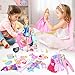 67PCS Doll Playset with Scooter & 11.5 Inch Doll Travel Accessories Skiing Kit, Pet Set, 10 Shoes, 6 Outfits (Wedding Dress/Pantsuit/Casual), Creative Dress Up Toys, Birthday Gifts for Girls Ages 3-12